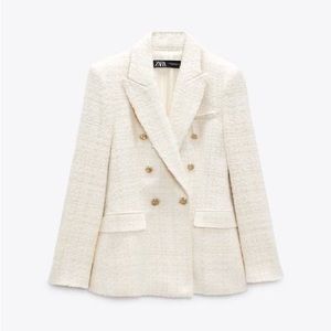 Zara Textured Tweed Blazer with gold buttons. Size XS - worn only few times.